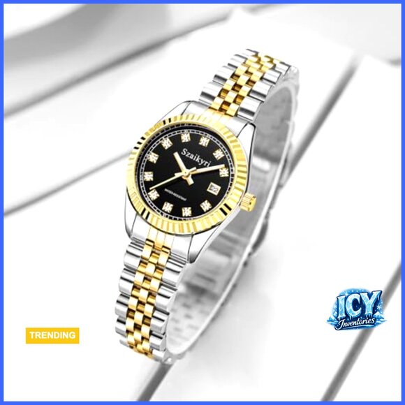 Classic Dress Watch with Solid Stainless Steel Band and Diamond Bezel main image 4